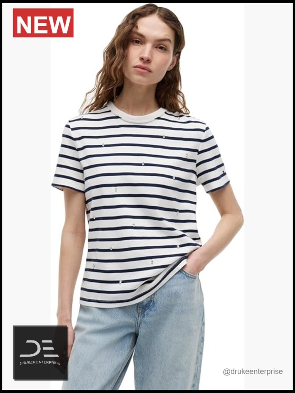 Women's Short Sleeve Cotton Crew Neck T-Shirt with Collar Embellishment
